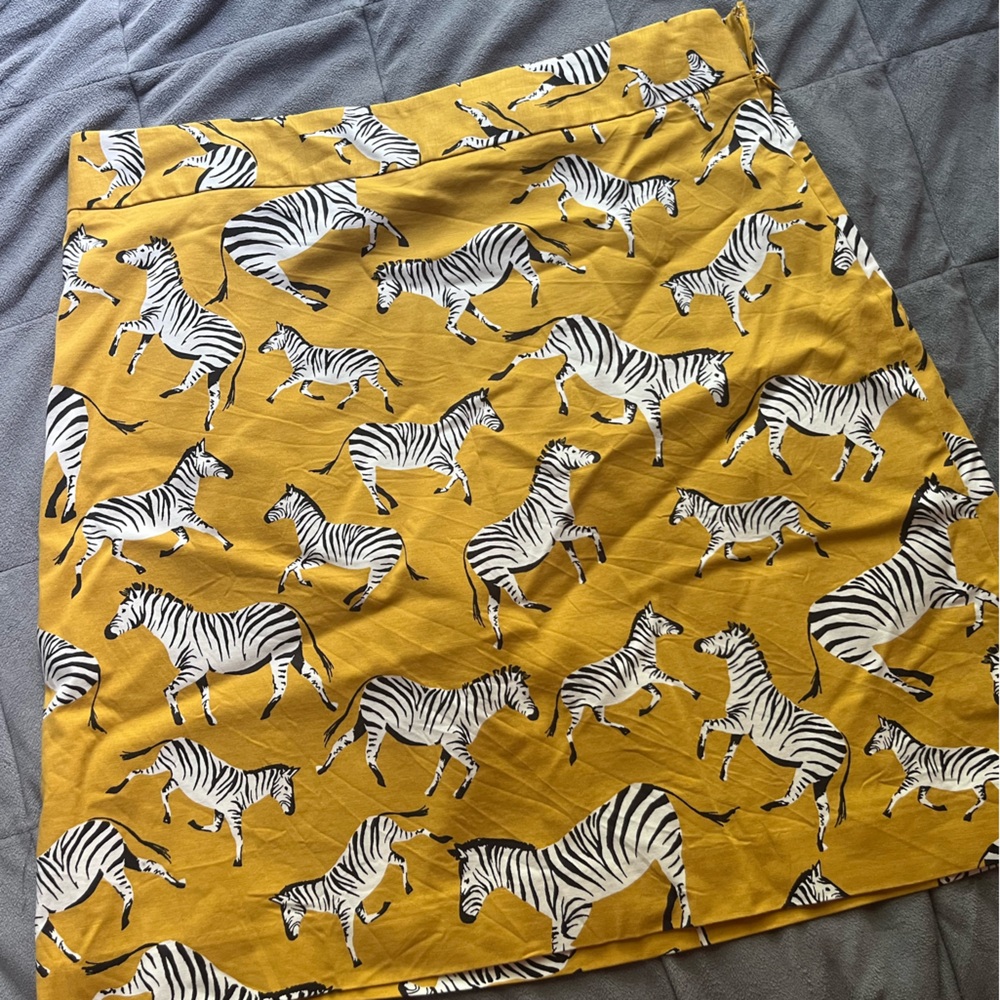 Ann Taylor Factory Zebra Print Midi Skirt - Mustard